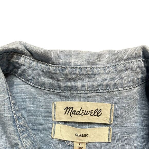 MADEWELL Chambray Classic Boyfriend Button Down Shirt Size Small - Picture 10 of 10